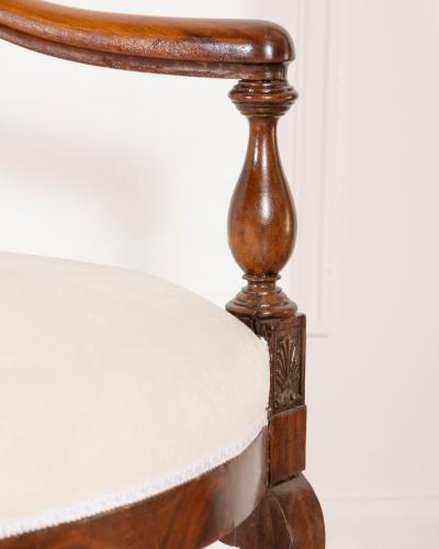 Pair of Italian Empire Armchairs in Mahogany with White Velvet Upholstery Genoa