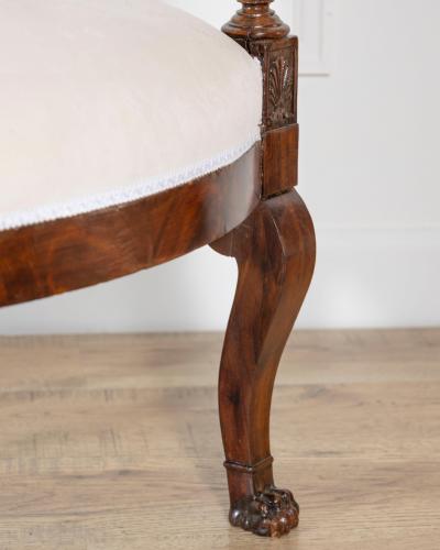 Pair of Italian Empire Armchairs in Mahogany with White Velvet Upholstery Genoa