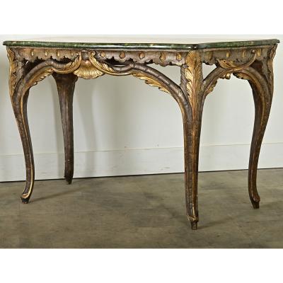 Pair of Italian Faux Marble Consoles