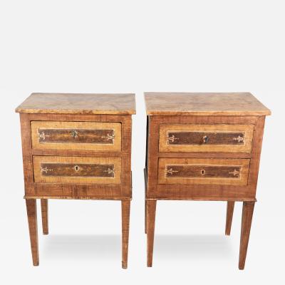 Pair of Italian Faux Marble Painted Bedside Chests Italy circa 1850