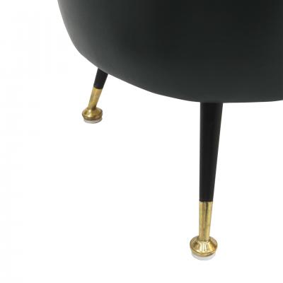 Pair of Italian Footstools in Solid Wood and Green Faux Leather Italy 1960s