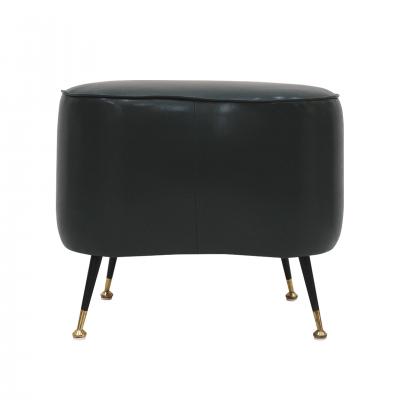 Pair of Italian Footstools in Solid Wood and Green Faux Leather Italy 1960s