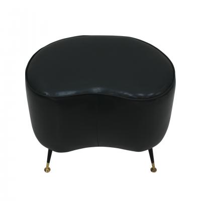 Pair of Italian Footstools in Solid Wood and Green Faux Leather Italy 1960s