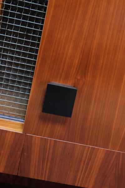 Pair of Italian Free Standing Wall Units in Walnut on Ebonized Plinth Bases