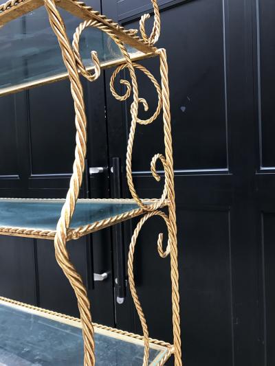 Pair of Italian Gilt Metal Rope and Tassel Etageres