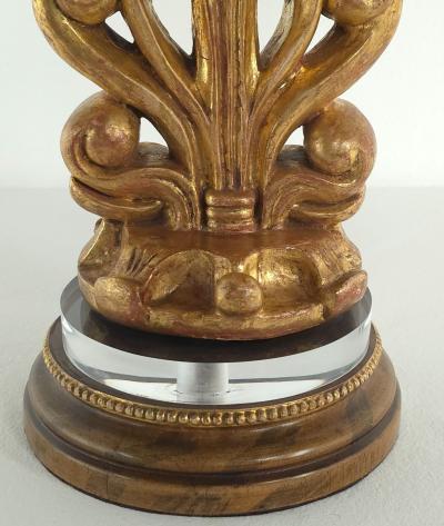 Pair of Italian Giltwood Carvings Now Lamps 19th century