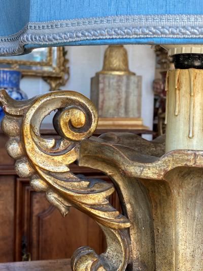 Pair of Italian Giltwood Lamps