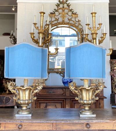 Pair of Italian Giltwood Lamps