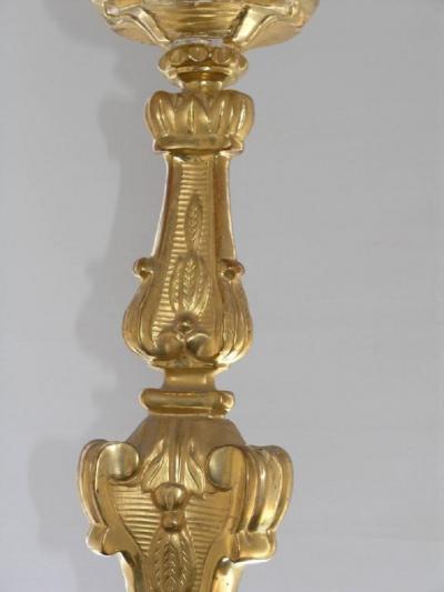 Pair of Italian Giltwood Pricket Candlesticks