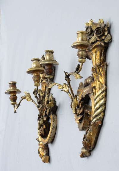 Pair of Italian Giltwood Wall Sconces