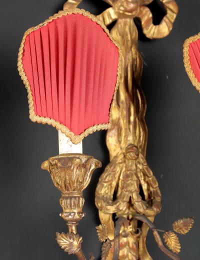 Pair of Italian Giltwood tole Sconces Circa 1880