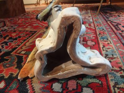 Pair of Italian Glazed Terracotta Parrot Statues