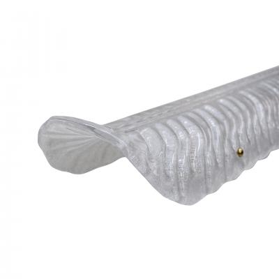 Pair of Italian Hand Blown Murano Glass and Brass Feather Wall Sconces