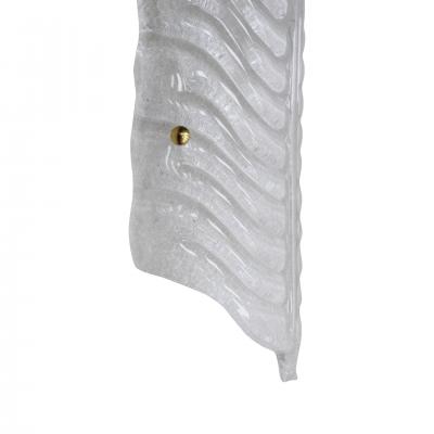 Pair of Italian Hand Blown Murano Glass and Brass Feather Wall Sconces