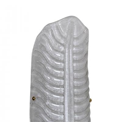Pair of Italian Hand Blown Murano Glass and Brass Feather Wall Sconces