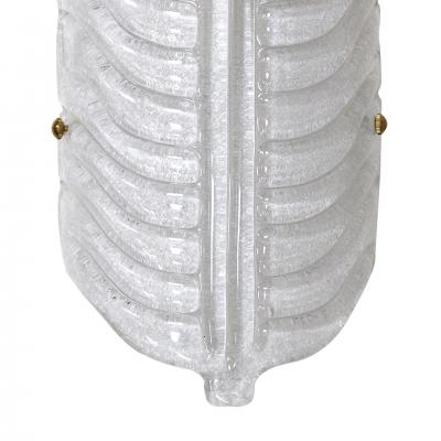 Pair of Italian Hand Blown Murano Glass and Brass Feather Wall Sconces