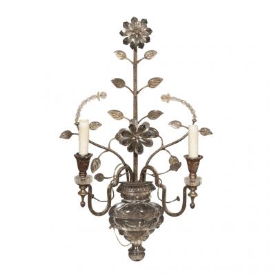 Pair of Italian Iron and Glass Sconces
