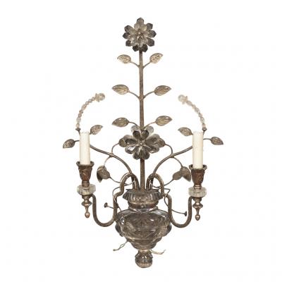 Pair of Italian Iron and Glass Sconces