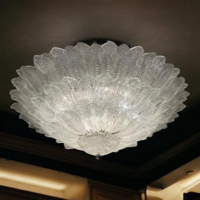 Pair of Italian Leaves Murano Glass Ceiling Light or Flush Mount