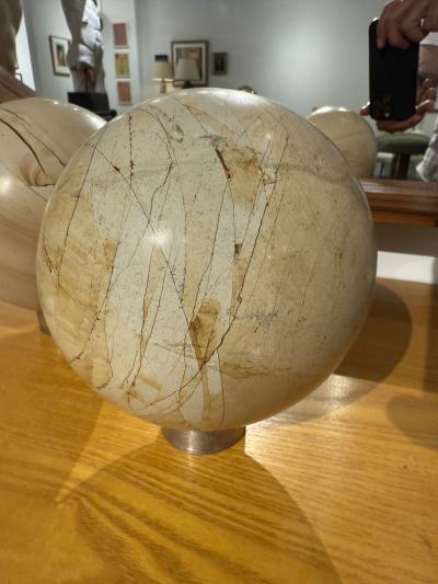 Pair of Italian Marble Spheres on Nickel Bases 1970s