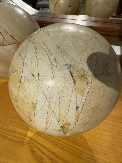 Pair of Italian Marble Spheres on Nickel Bases 1970s