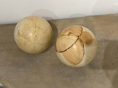Pair of Italian Marble Spheres on Nickel Bases 1970s