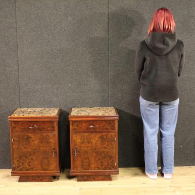Pair of Italian Marble Top Nightstands from the 20th Century