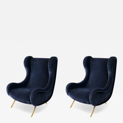 Pair of Italian Marco Zanuso Style Armchairs