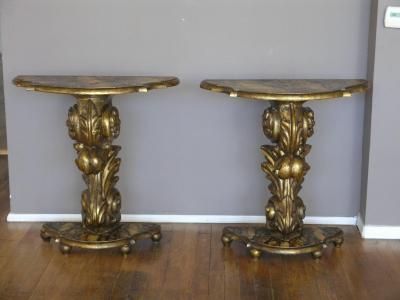 Pair of Italian Mecca Giltwood Consoles