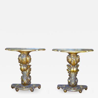 Pair of Italian Mecca Giltwood Consoles