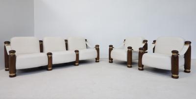 Pair of Italian Mid Century Boucle Armchairs