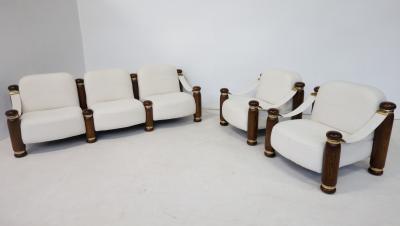 Pair of Italian Mid Century Boucle Armchairs