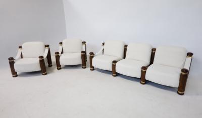 Pair of Italian Mid Century Boucle Armchairs