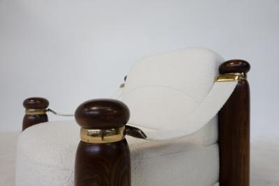 Pair of Italian Mid Century Boucle Armchairs