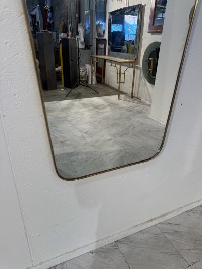 Pair of Italian Mid Century Brass Framed Wall Mirrors 1950s