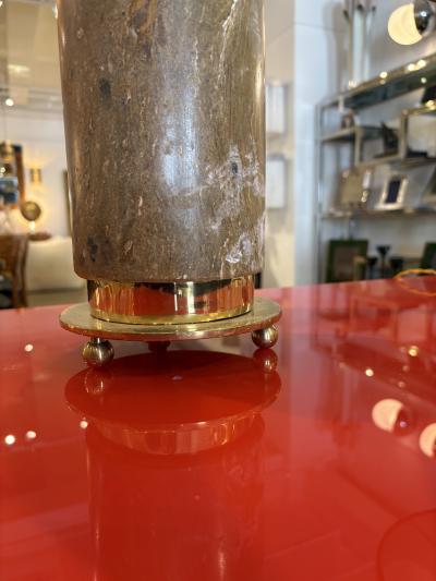 Pair of Italian Mid Century Brass and Marble Table Lamps 1970s
