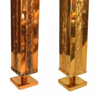 Pair of Italian Mid Century Copper and Brass Vases