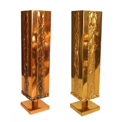 Pair of Italian Mid Century Copper and Brass Vases