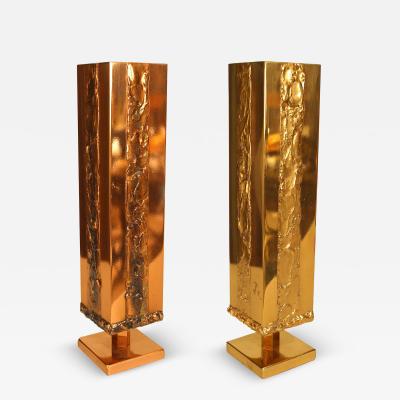 Pair of Italian Mid Century Copper and Brass Vases