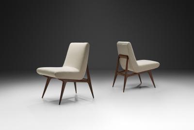 Pair of Italian Mid Century Geometric Lounge Chairs Italy ca 1950s