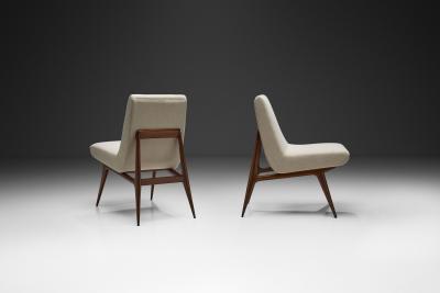 Pair of Italian Mid Century Geometric Lounge Chairs Italy ca 1950s