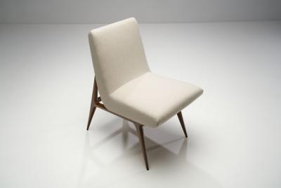 Pair of Italian Mid Century Geometric Lounge Chairs Italy ca 1950s