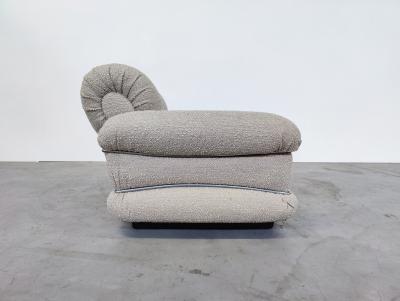 Pair of Italian Mid Century Modern Armchairs in Beige Boucle