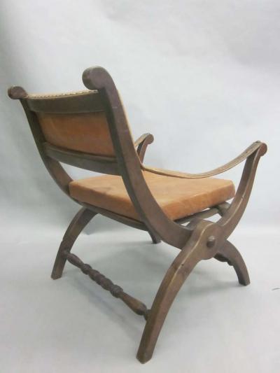 Pair of Italian Mid Century Modern Neoclassical Leather Armchairs Lounge Chairs