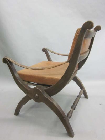 Pair of Italian Mid Century Modern Neoclassical Leather Armchairs Lounge Chairs