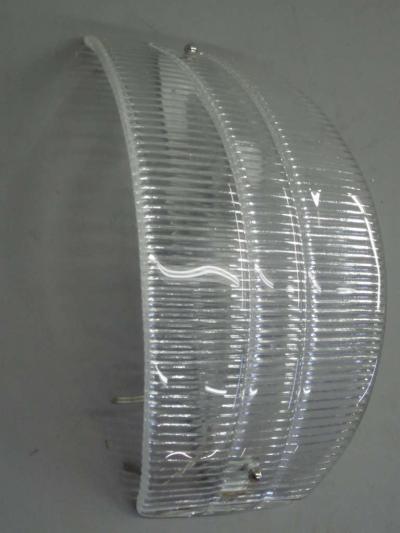 Pair of Italian Mid Century Modern Ribbed Murano Glass Sconces Flush Mounts