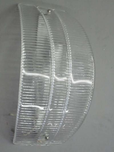 Pair of Italian Mid Century Modern Ribbed Murano Glass Sconces Flush Mounts