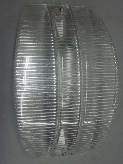 Pair of Italian Mid Century Modern Ribbed Murano Glass Sconces Flush Mounts