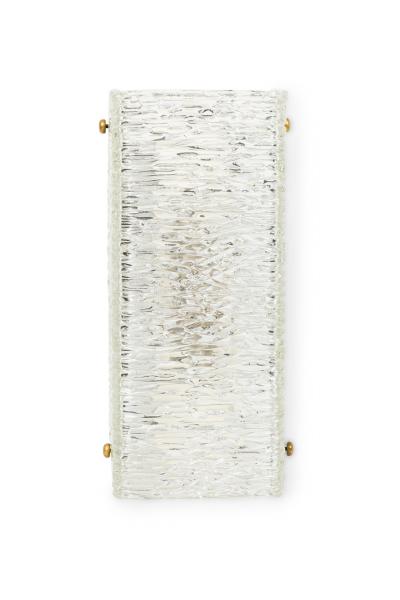 Pair of Italian Mid Century Rectangle Textured Murano Glass Wall Sconce