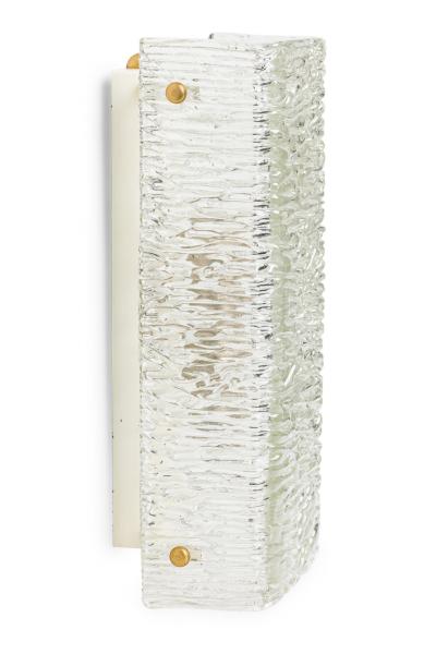 Pair of Italian Mid Century Rectangle Textured Murano Glass Wall Sconce